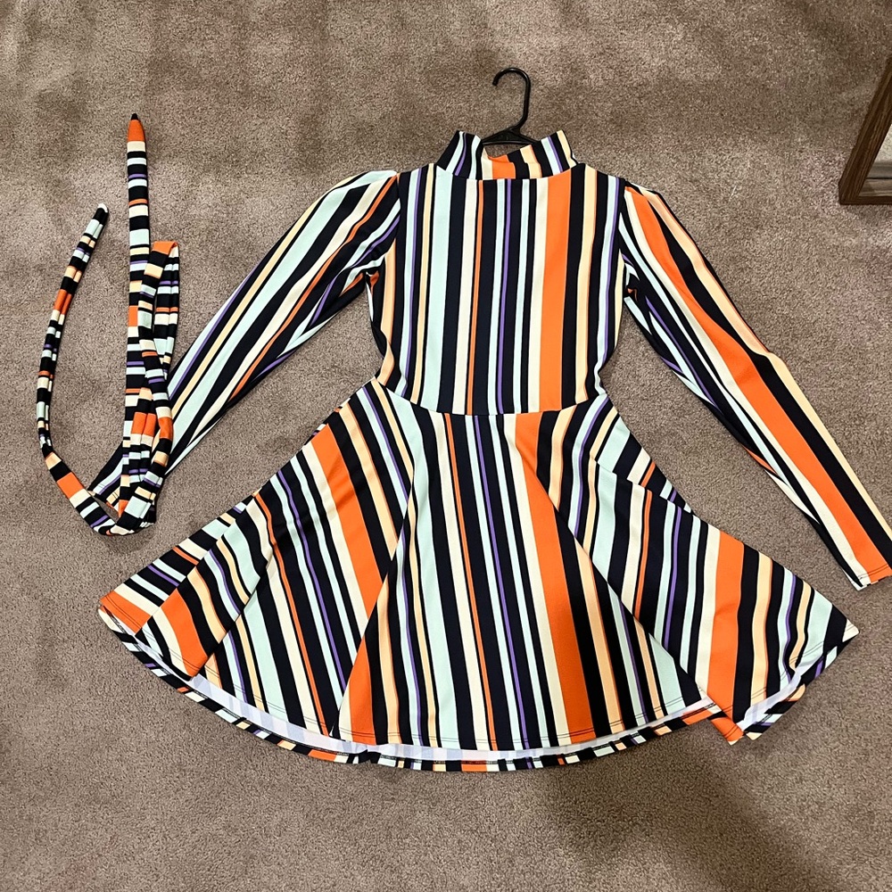 Striped Long Sleeve Dress with Belt